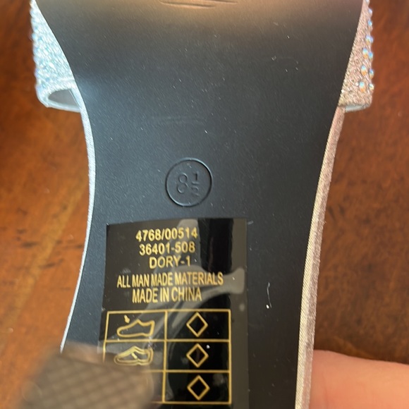 Silver kitten heel with iridescent gems on heel and toe - Picture 6 of 11